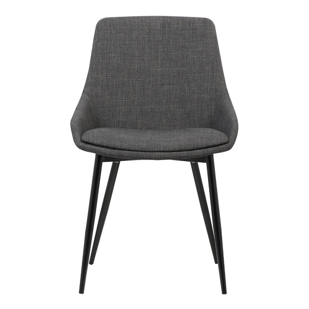 Fabric Upholstered Dining Chair with Metal Legs, Black and Gray - BM155594