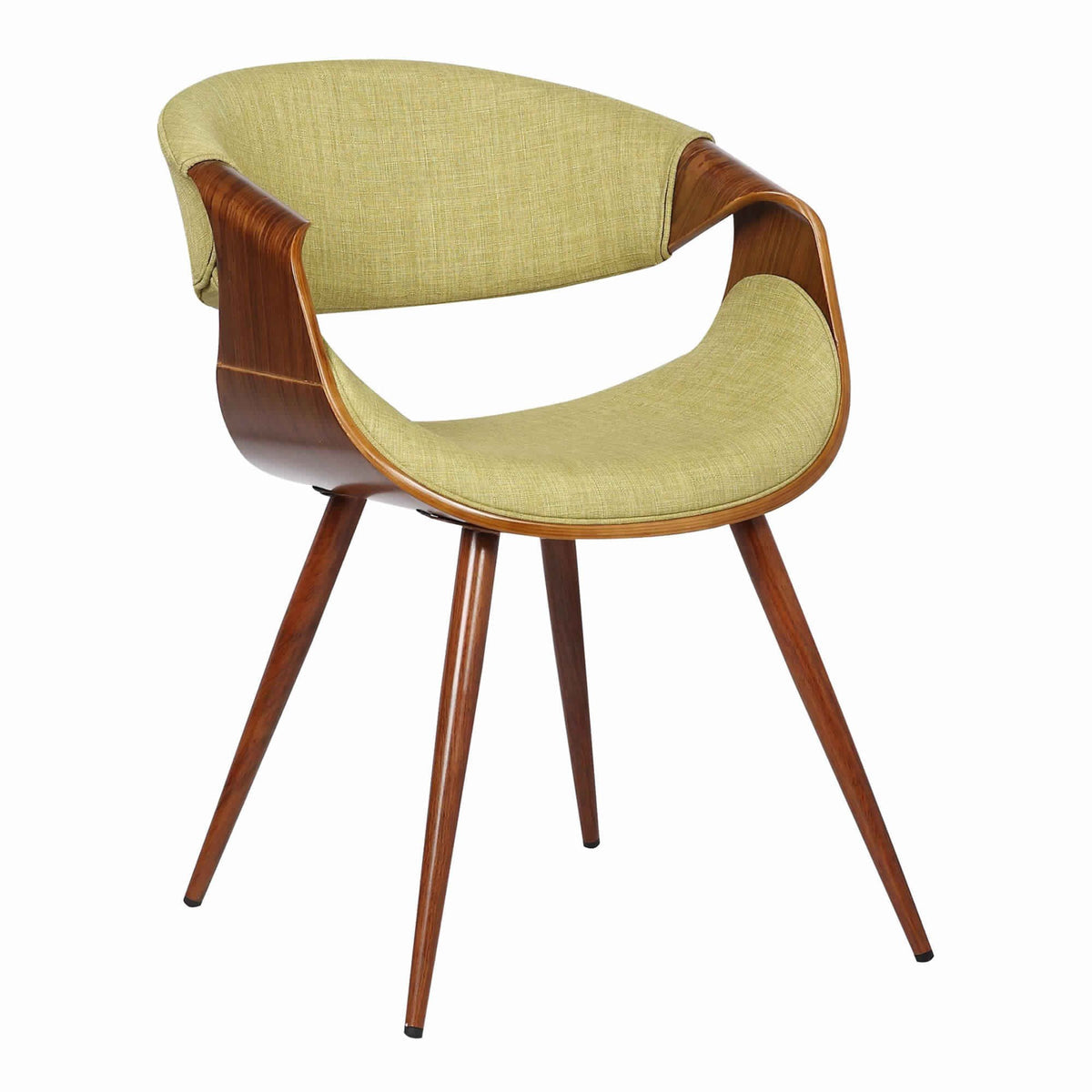 Curved Back Fabric Dining Chair with Round Tapered Legs, Brown and Green - BM155662