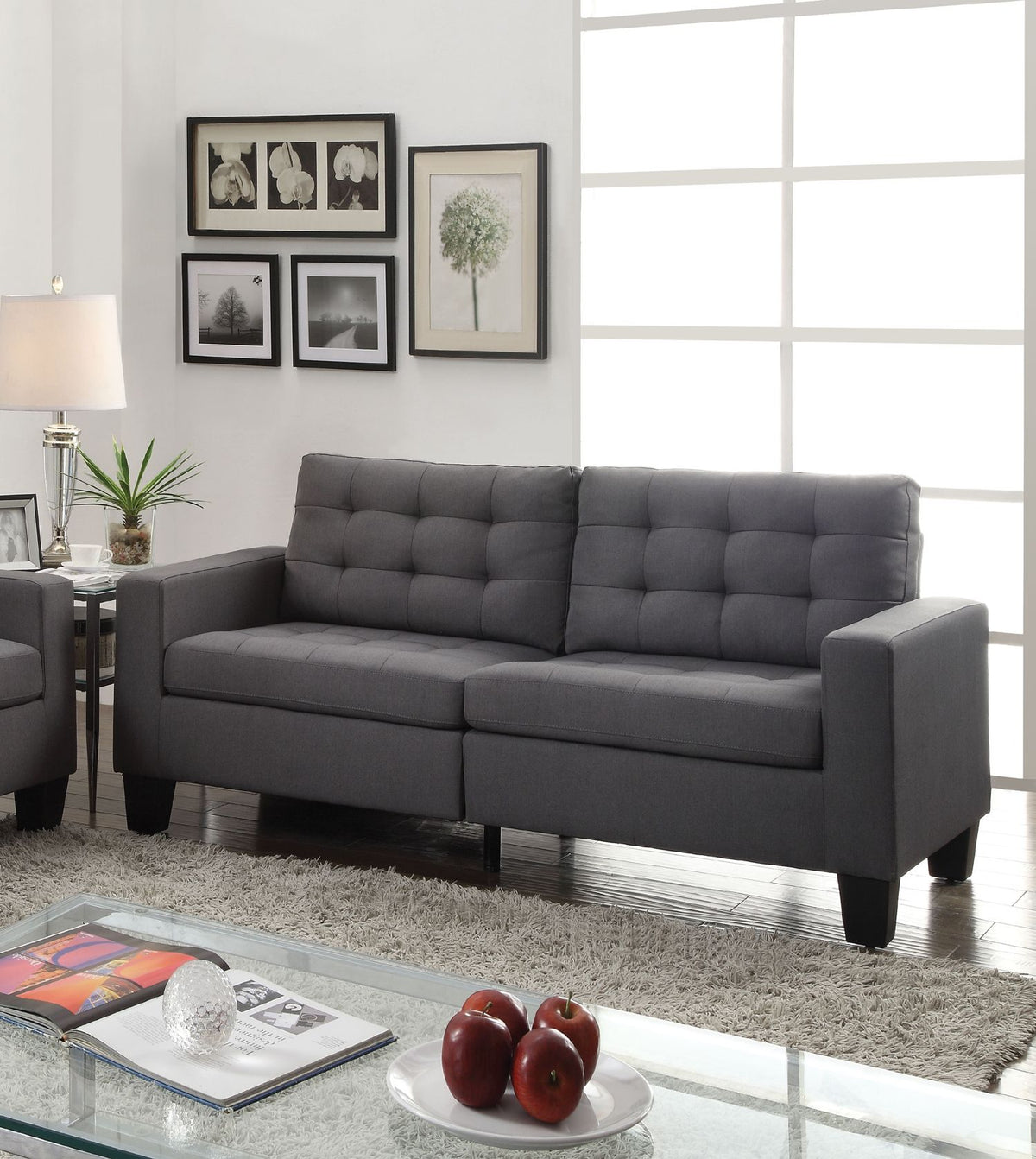 BM156309 Dashing Sofa In Gray Linen Fabric