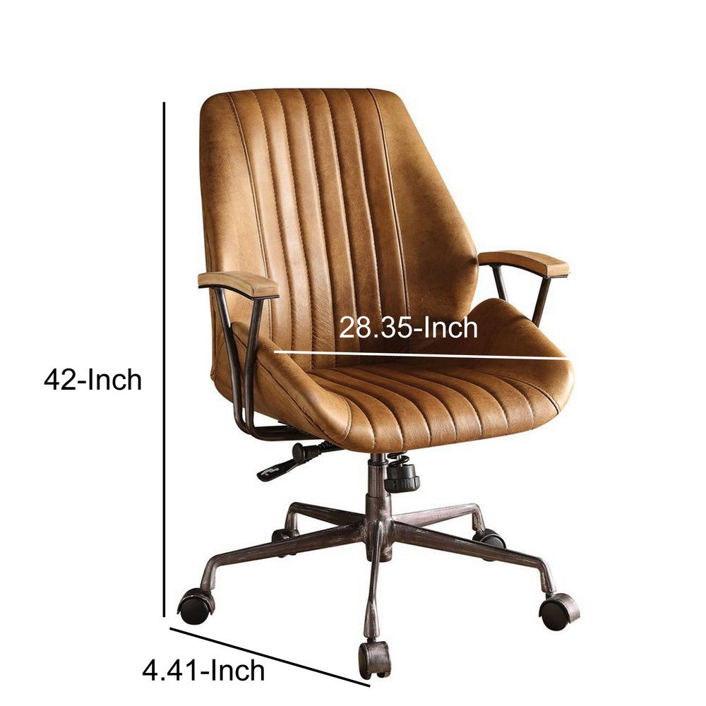 Metal & Leather Executive Office Chair, Coffee Brown - BM163558