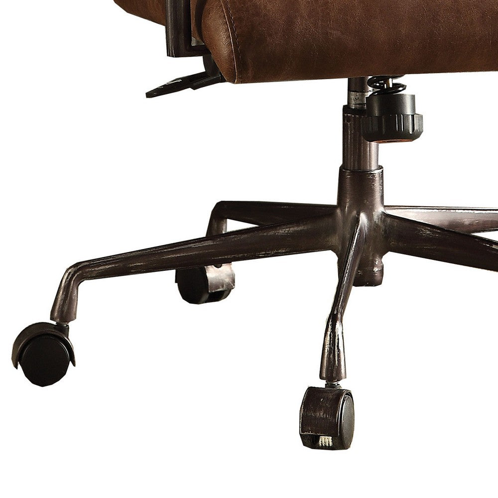 Metal & Leather Executive Office Chair, Retro Brown - BM163560