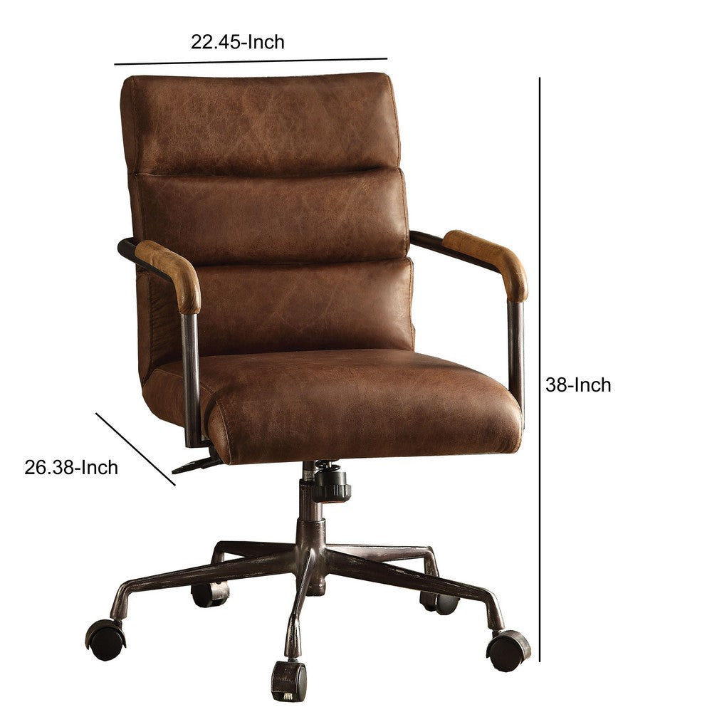 Metal & Leather Executive Office Chair, Retro Brown - BM163560