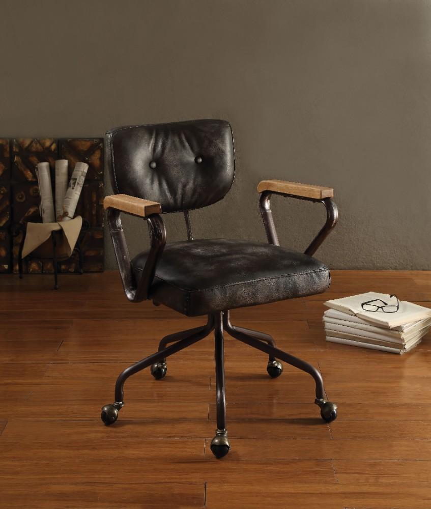 BM163667 Metal & Leather Executive Office Chair, Black