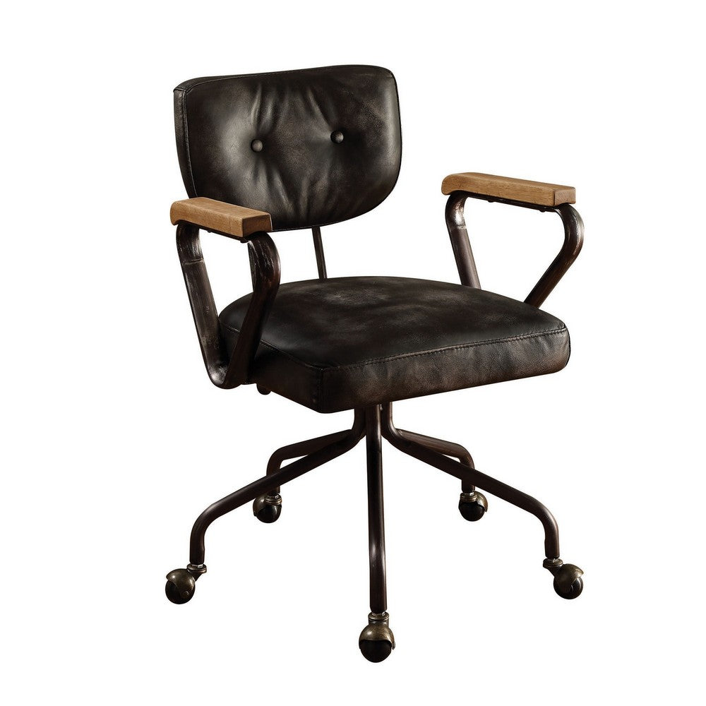 BM163667 Metal & Leather Executive Office Chair, Black