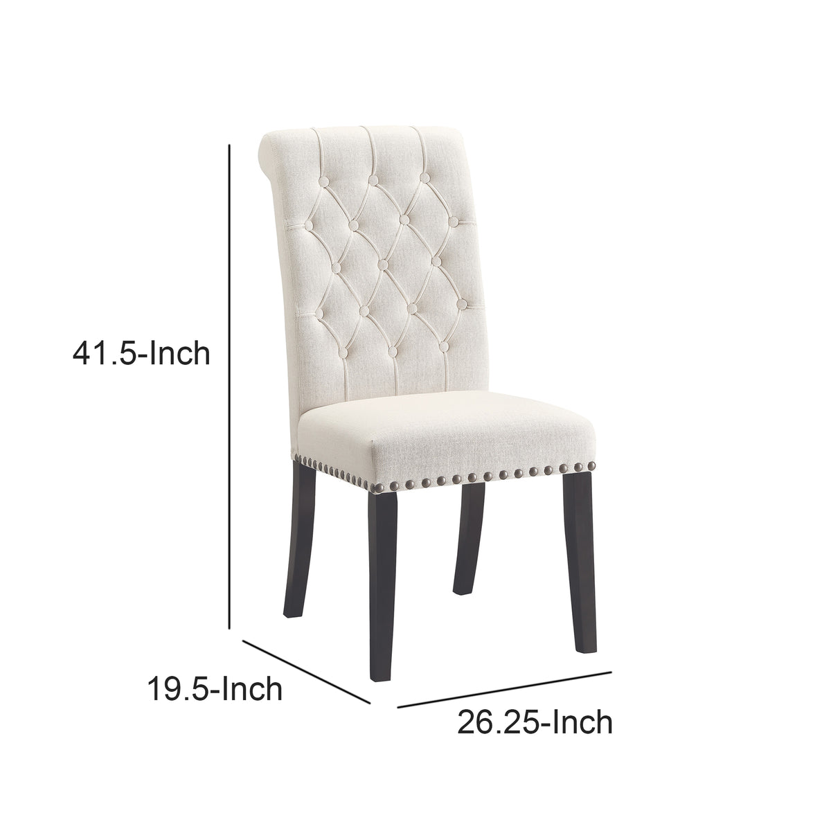 BM163805 Wooden Dining Side Chair, Cream & Black, Set of 2