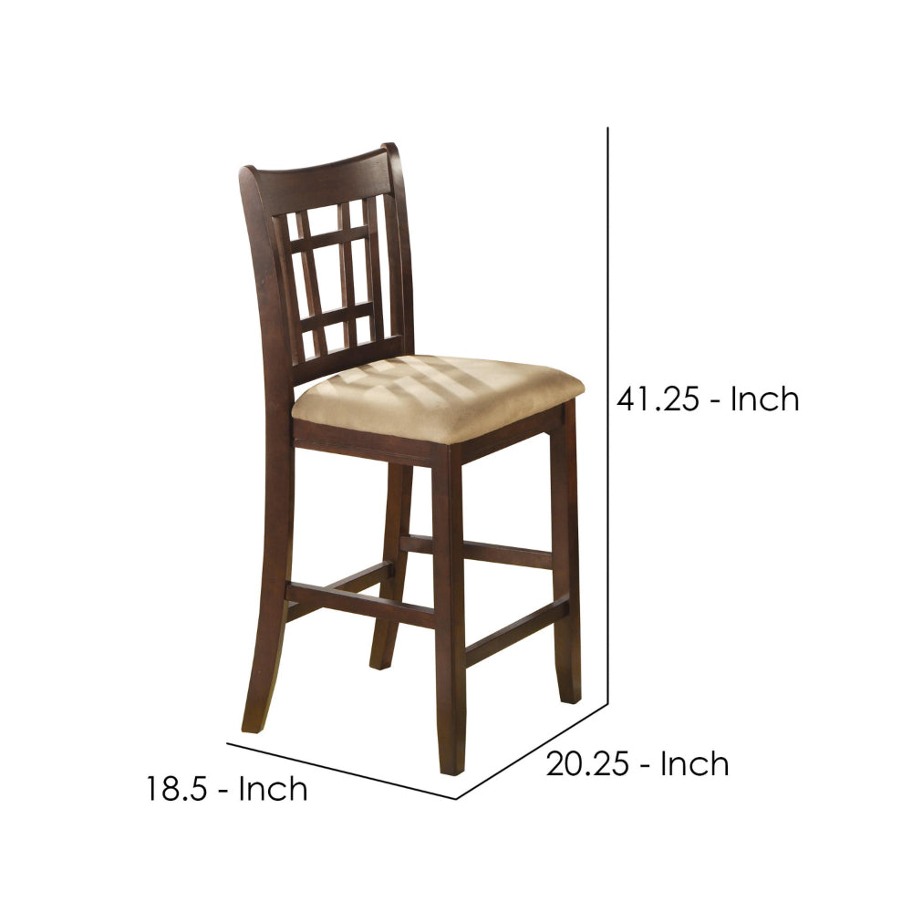 BM168045 Wooden Armless Counter Height Chair, Tan & Warm Brown., Set of 2