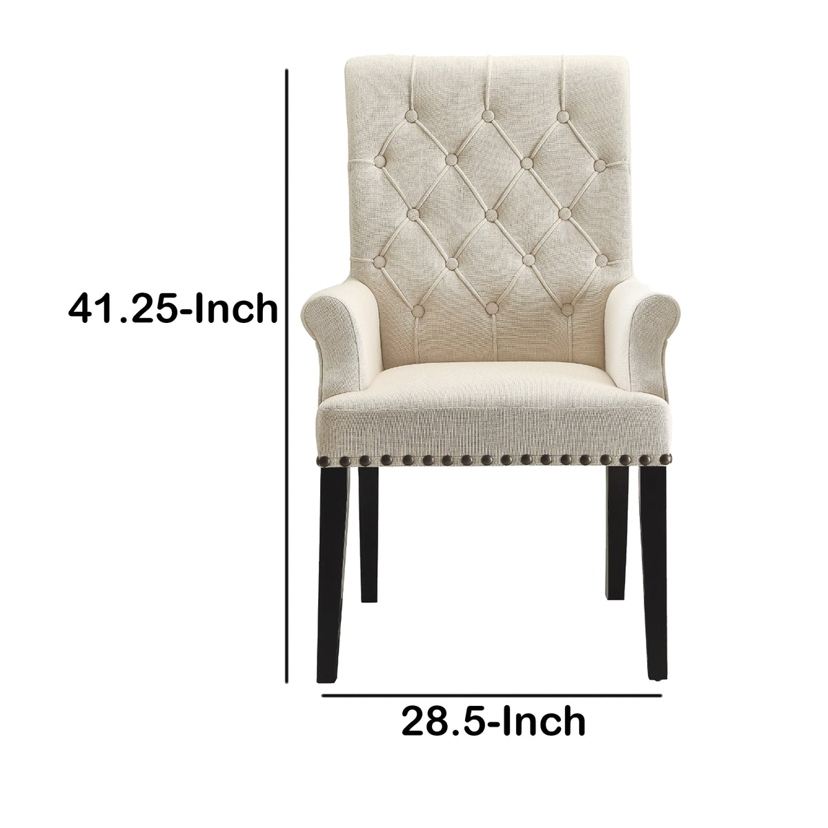 Diamond Tufted Upholstered Dining Chair, Cream & Smokey Black - BM168130