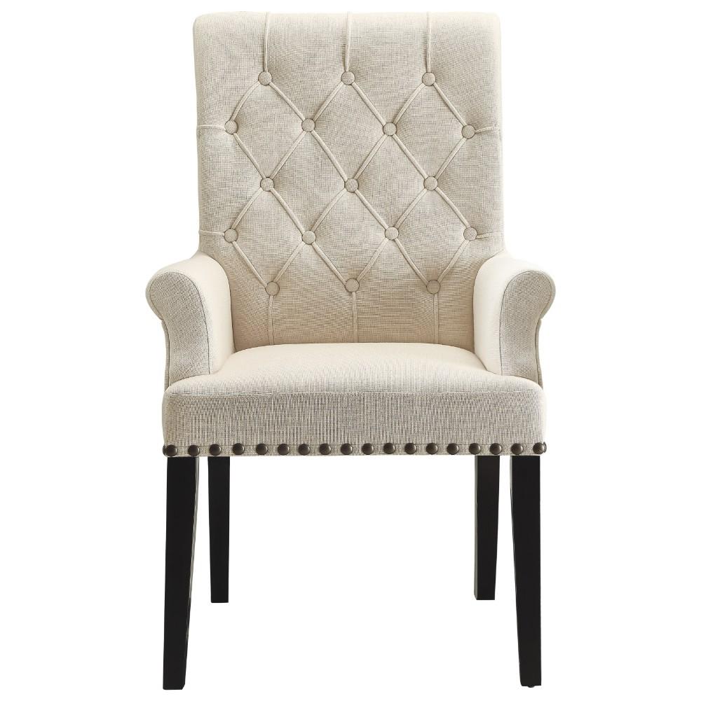 Diamond Tufted Upholstered Dining Chair, Cream & Smokey Black - BM168130