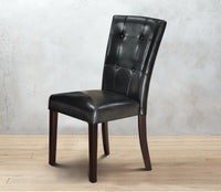 Leather Upholstered Dining Chair With Button Tufted Back Set Of 2 Black - BM171560