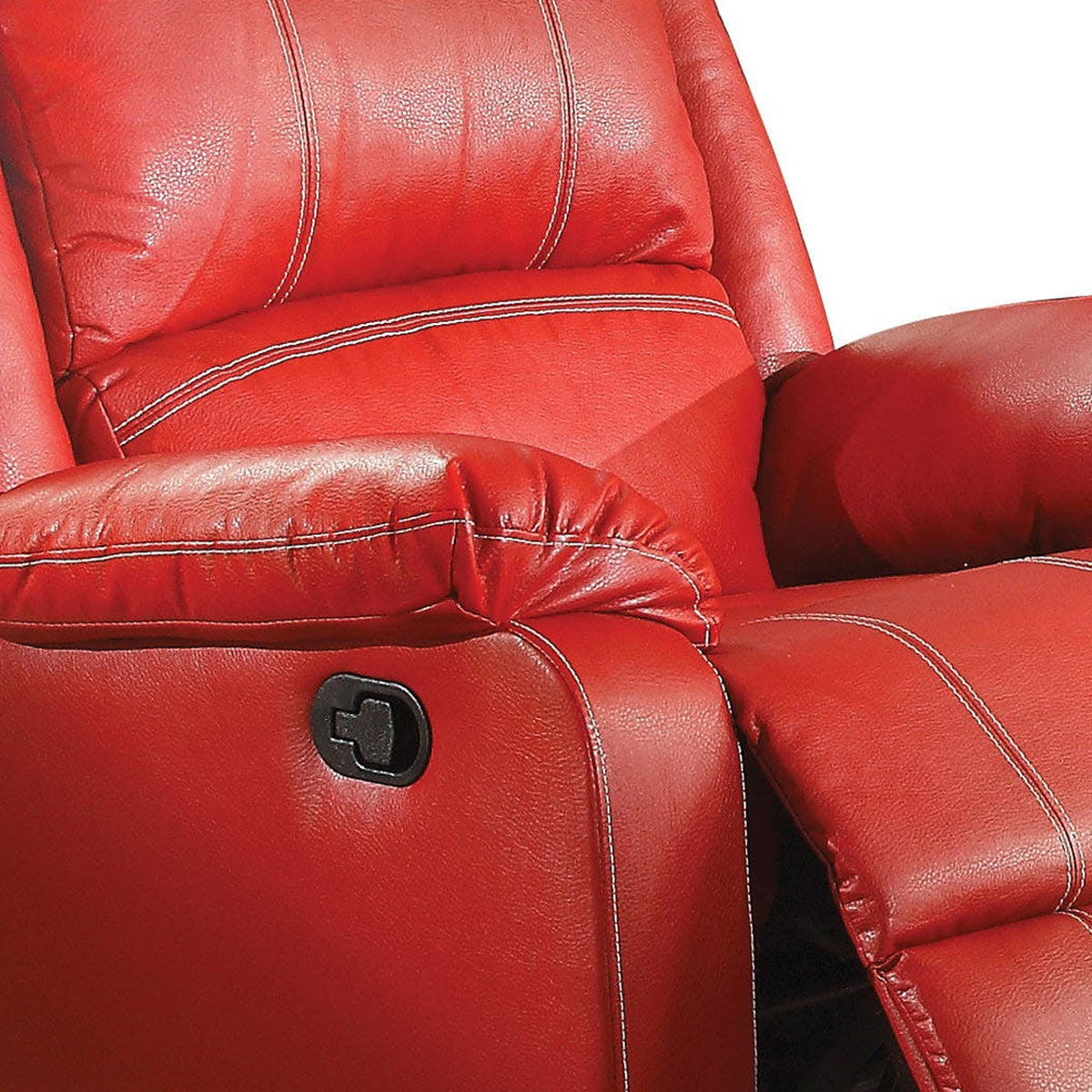 40 Inch Metal Rocker Recliner Chair, Contoured Seat, Red - BM177635