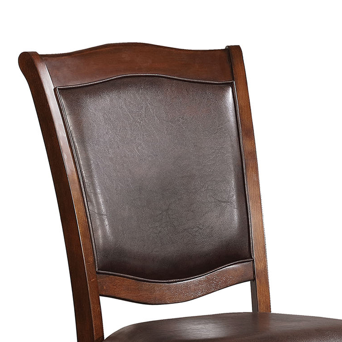 Wooden Side Chair with Leatherette Cushioned Seating, Brown, Set of 2 - BM183612