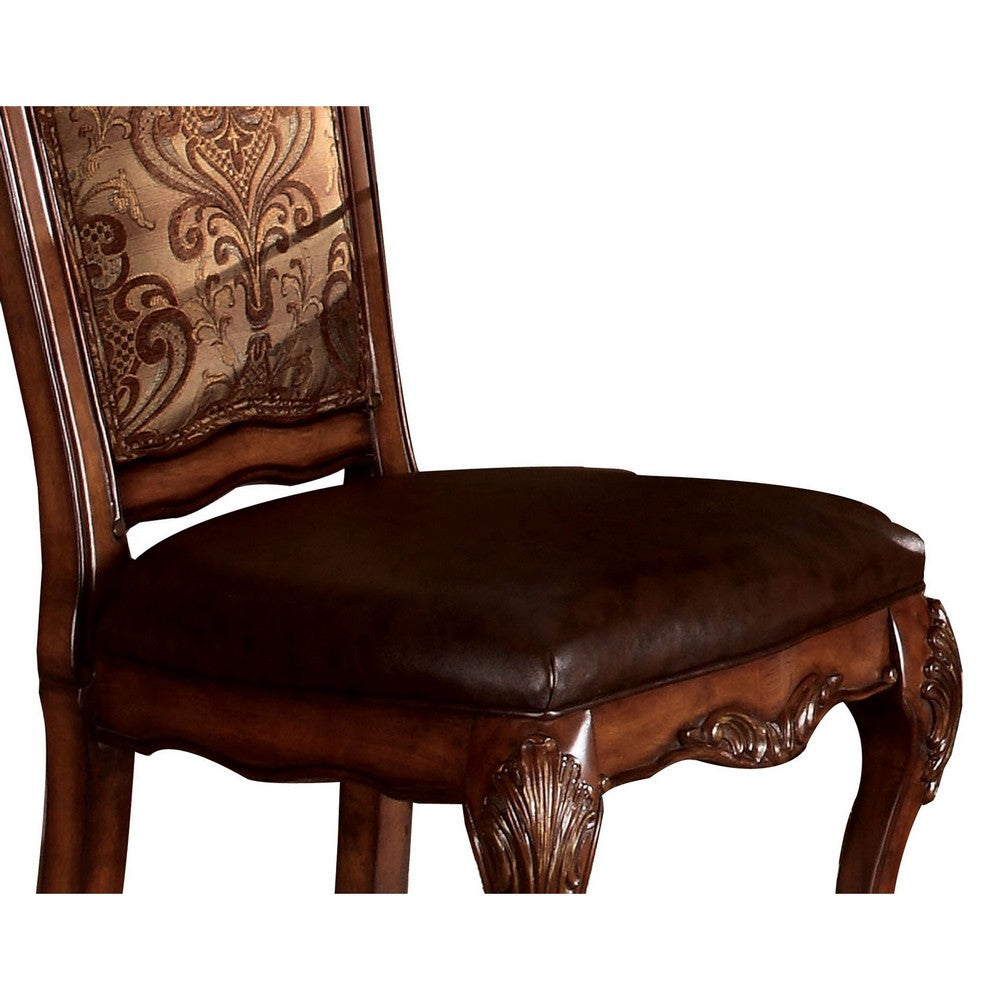 Leatherette Side Chair with Claw Legs, Set of 2, Brown - BM191376