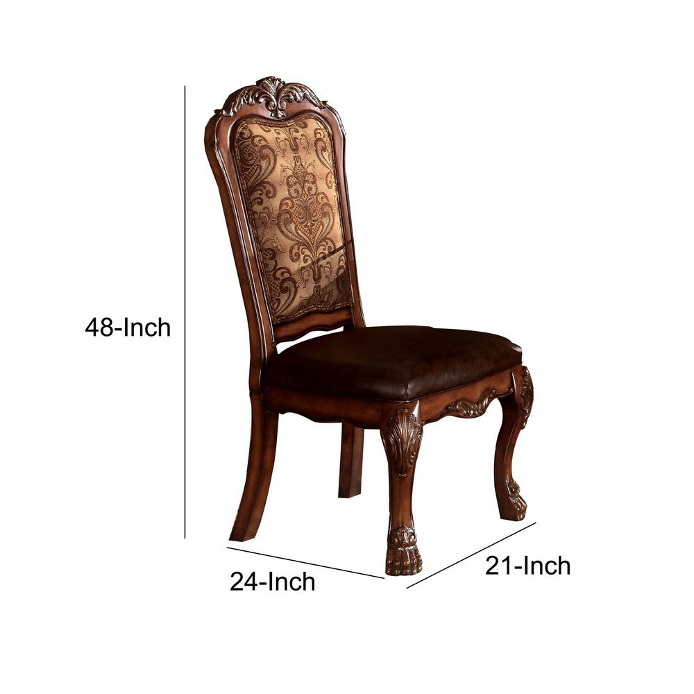 Leatherette Side Chair with Claw Legs, Set of 2, Brown - BM191376