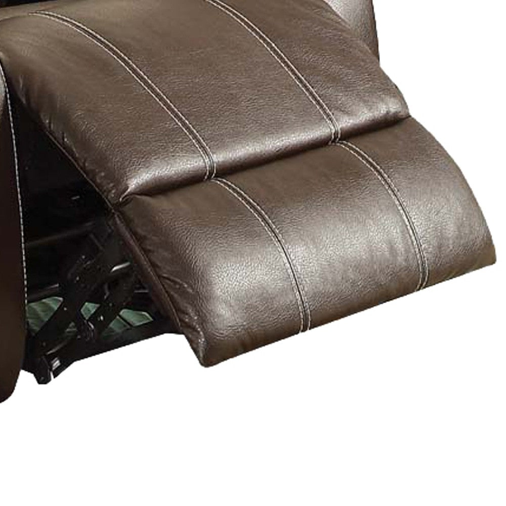 Leather Upholstered Metal Rocker Reclining Chair, Brown - BM204345