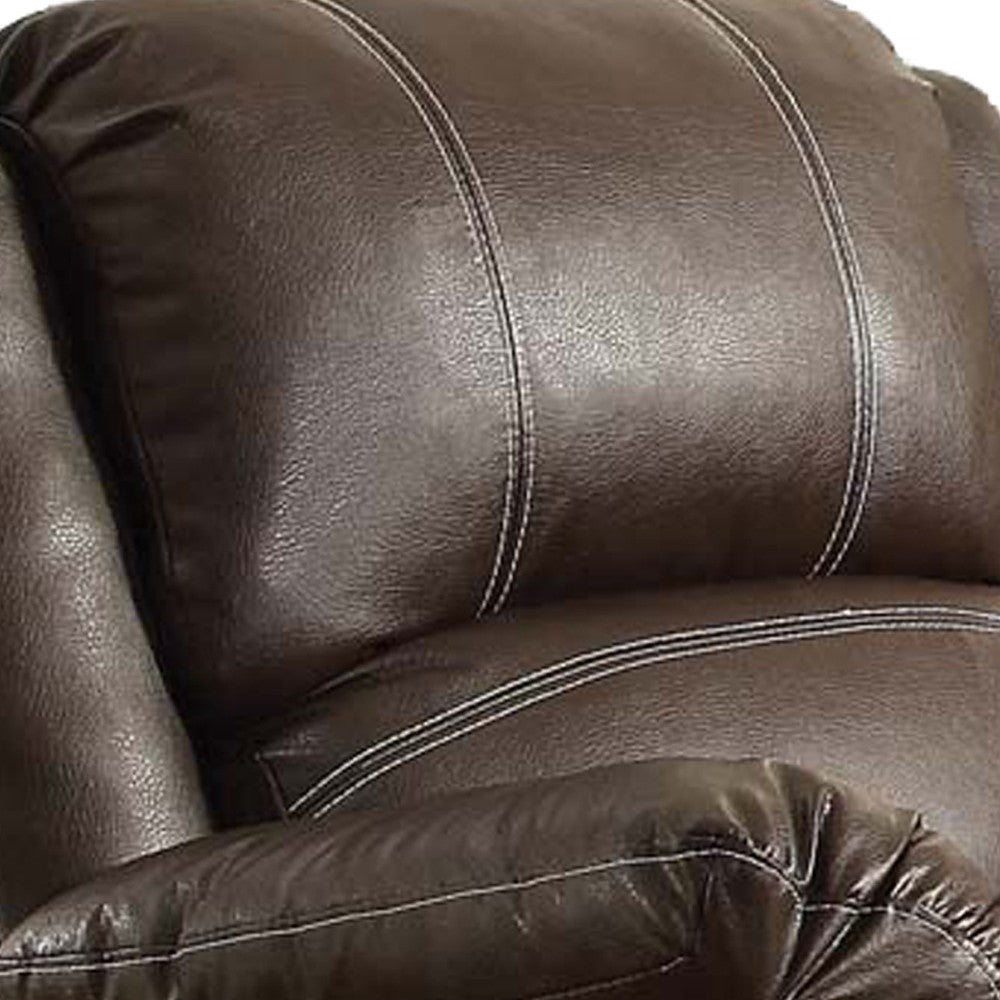 Leather Upholstered Metal Rocker Reclining Chair, Brown - BM204345