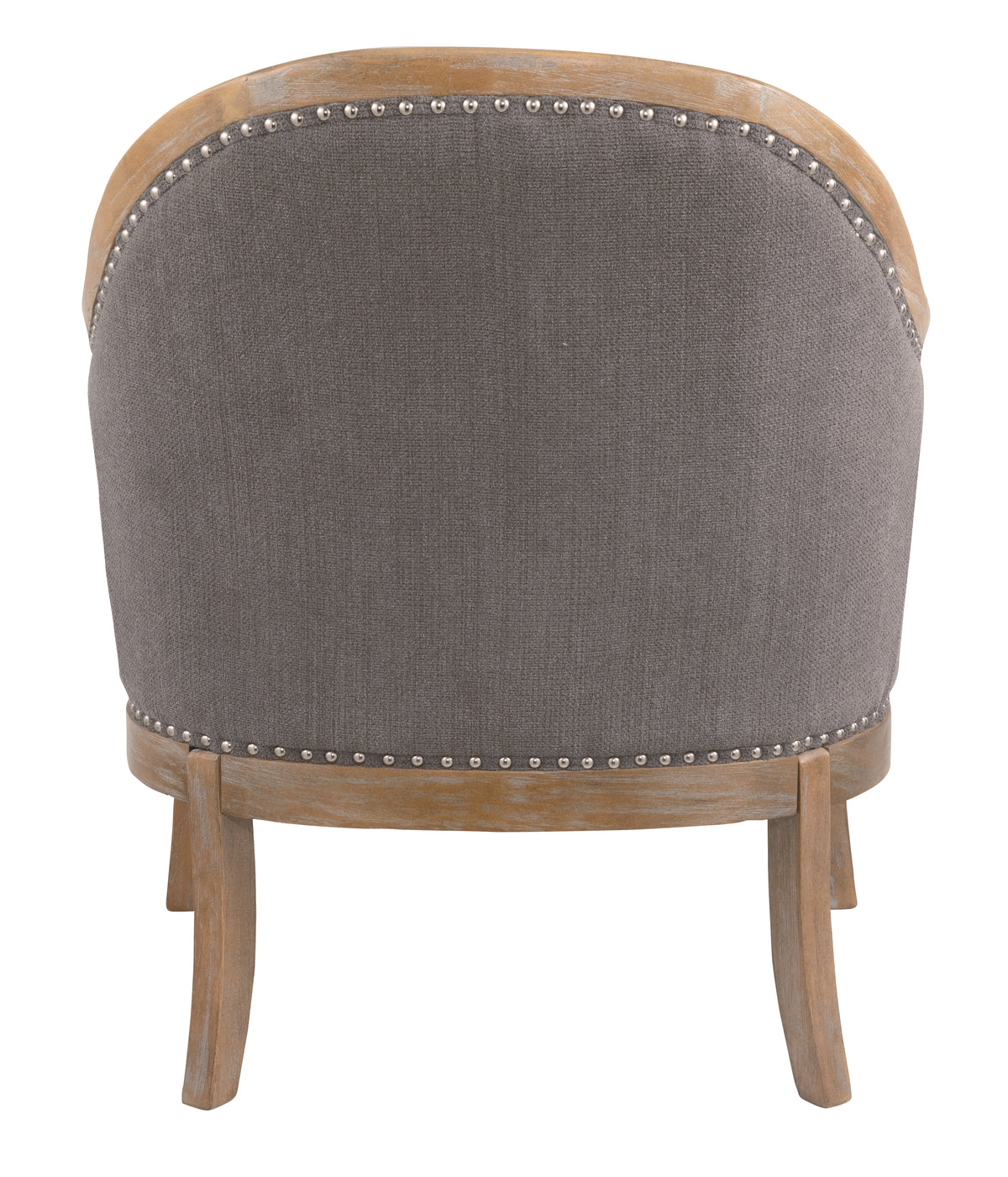 Wood and Fabric Accent Chair with Nail Head Trim, Brown - BM207165