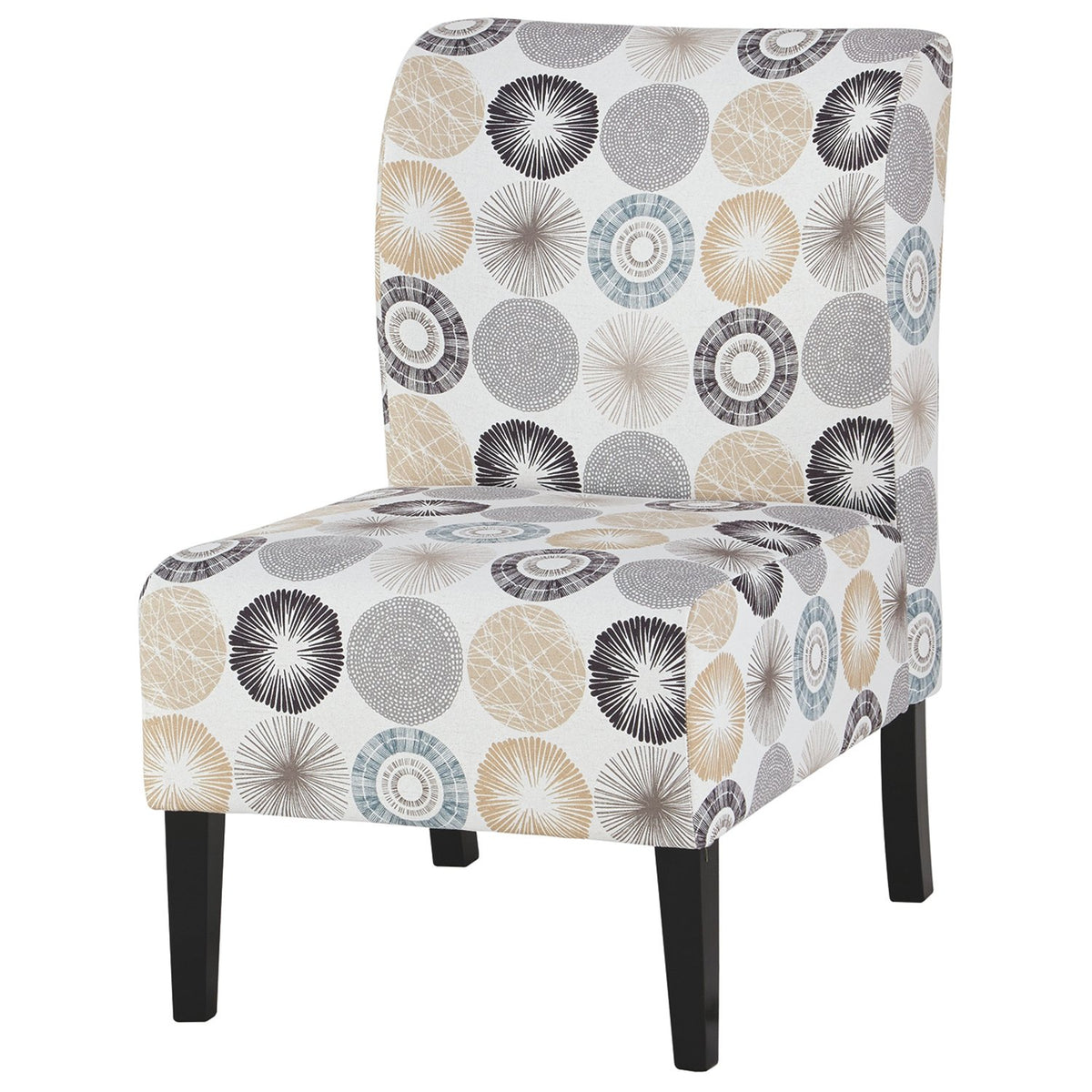 Wooden Armless Accent Chair with Fabric Upholstery, Multicolor - BM207214