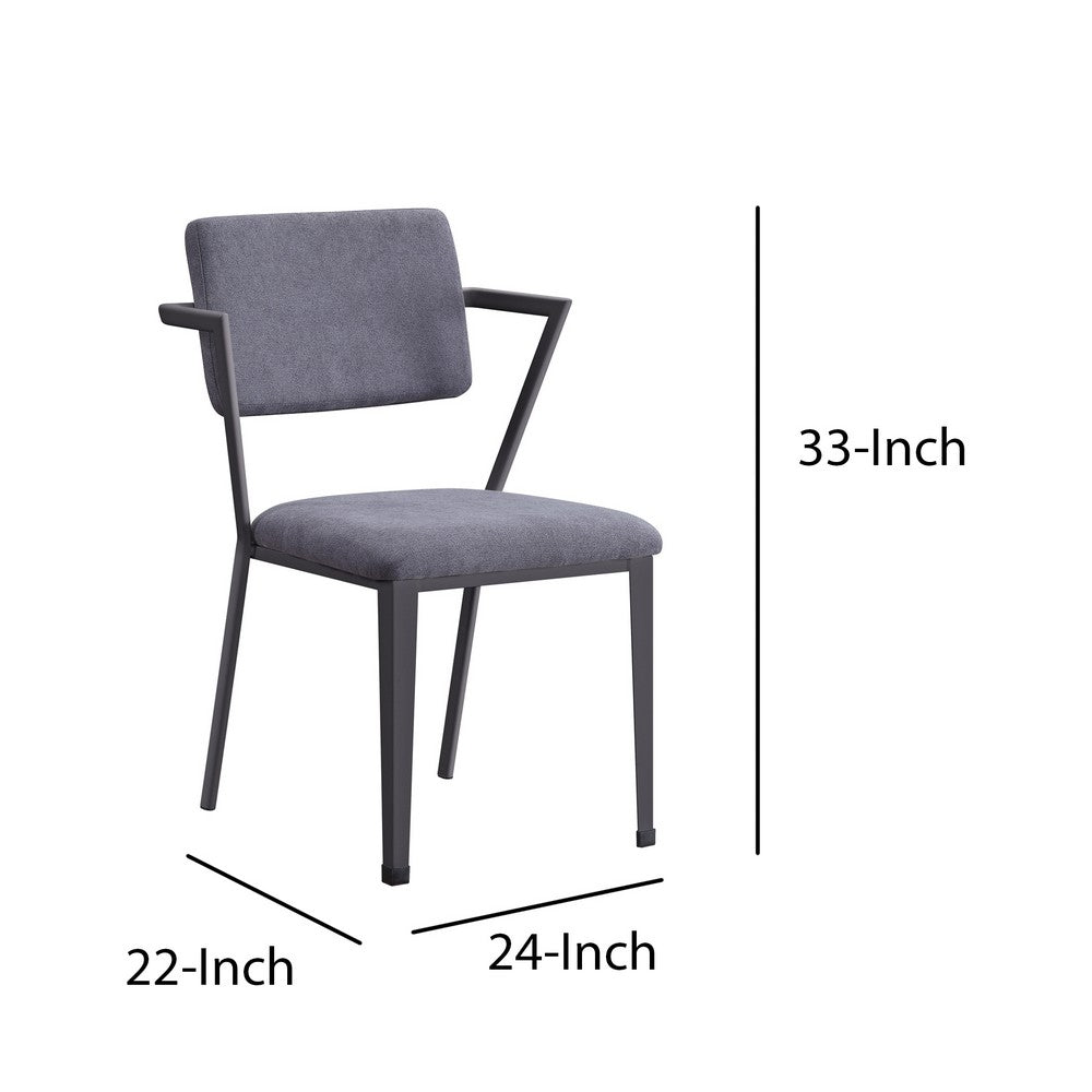 Metal Chair with Fabric Upholstered Seat and Back, Gray - BM207438