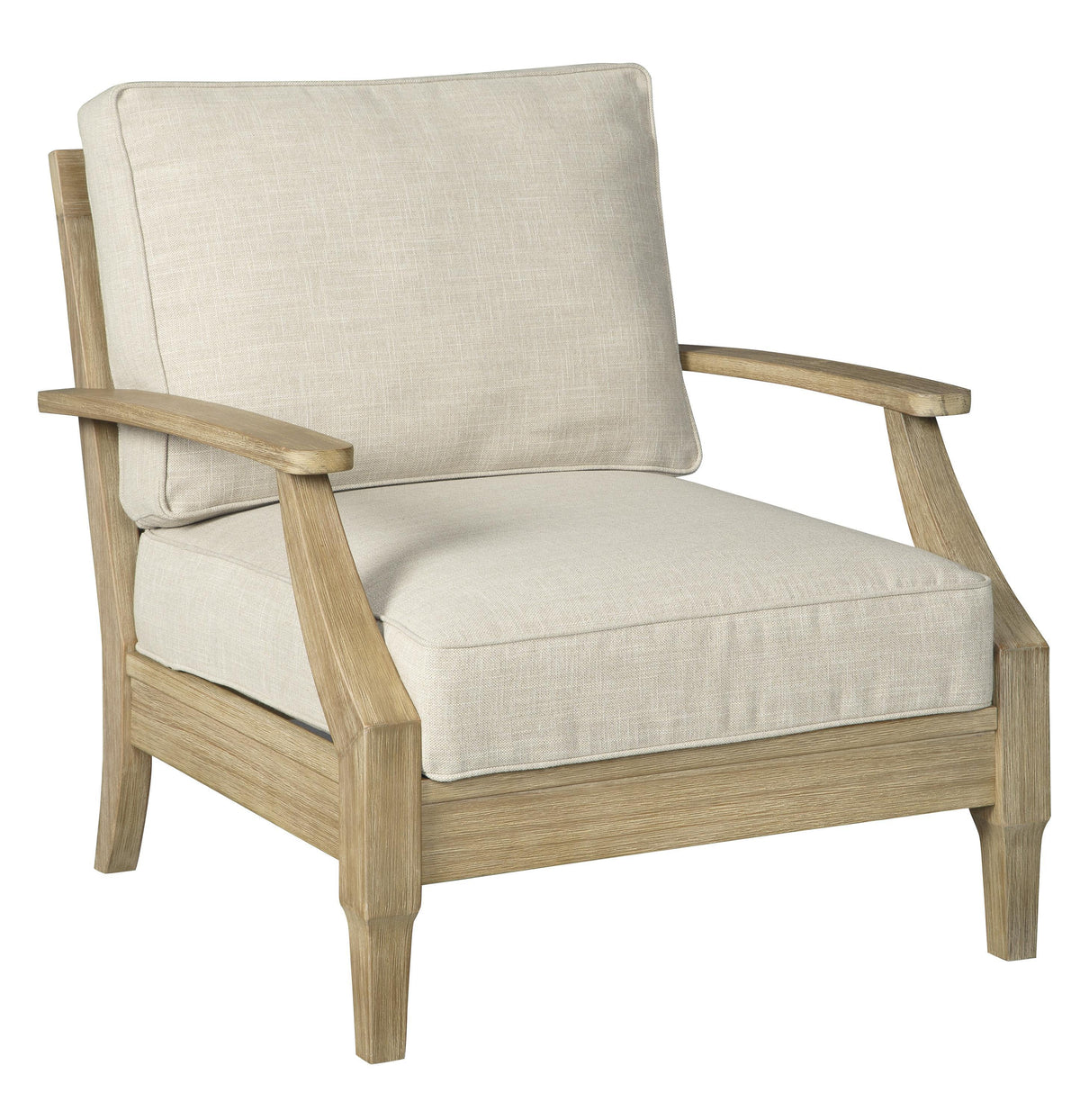 Traditional Wooden Chair with Fabric Cushioned Seating, Beige and Brown - BM209281