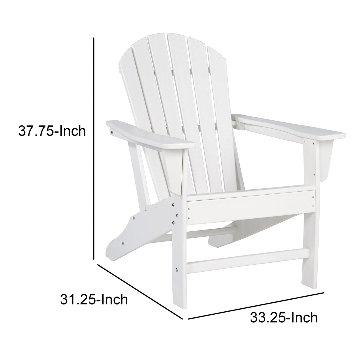 Contemporary Plastic Adirondack Chair with Slatted Back in White - BM209700 | Outdoor