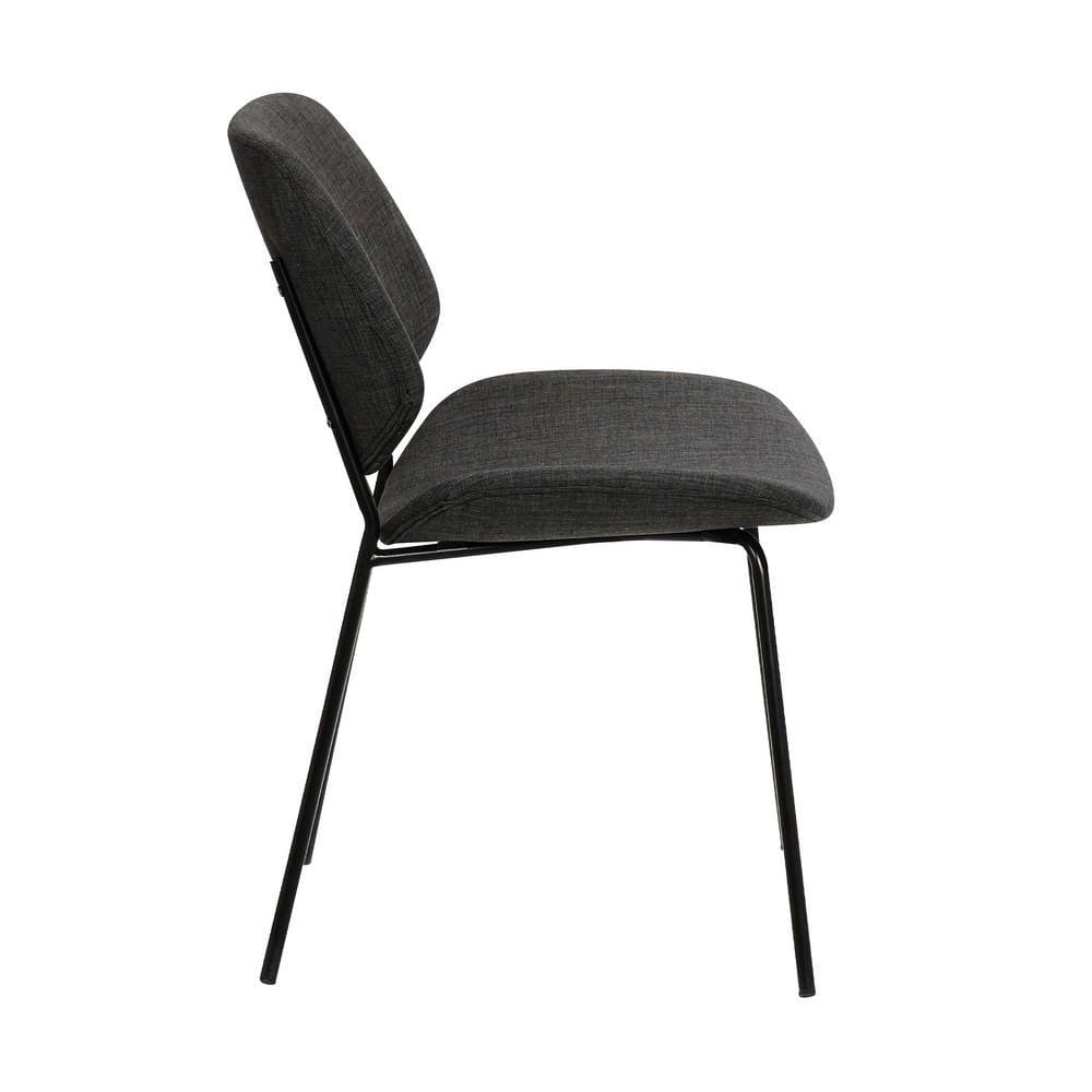 Metal Dining Chair with Curved Fabric Seat and Backrest, Gray - BM214634