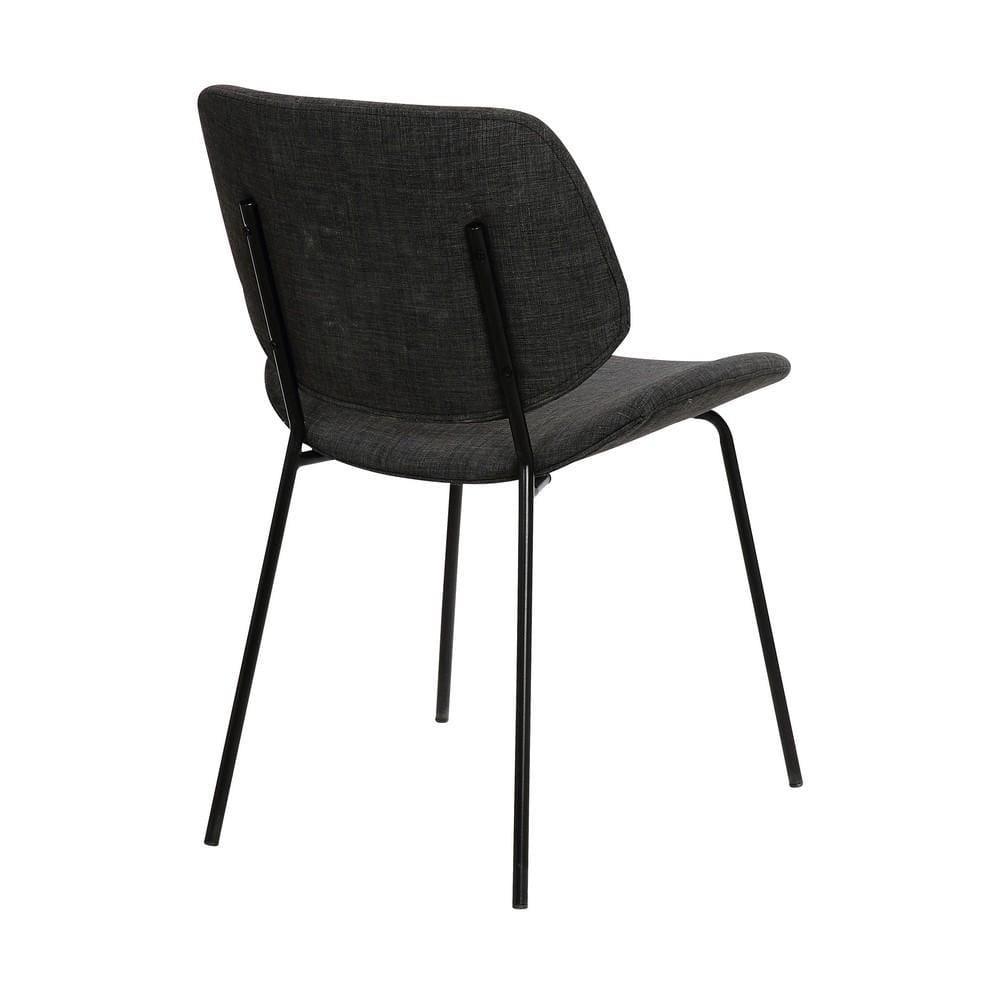 Metal Dining Chair with Curved Fabric Seat and Backrest, Gray - BM214634