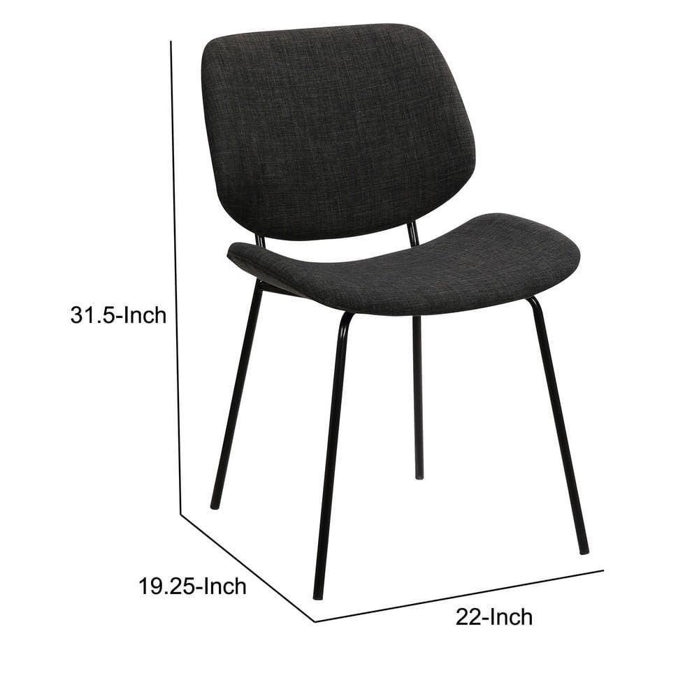 Metal Dining Chair with Curved Fabric Seat and Backrest, Gray - BM214634