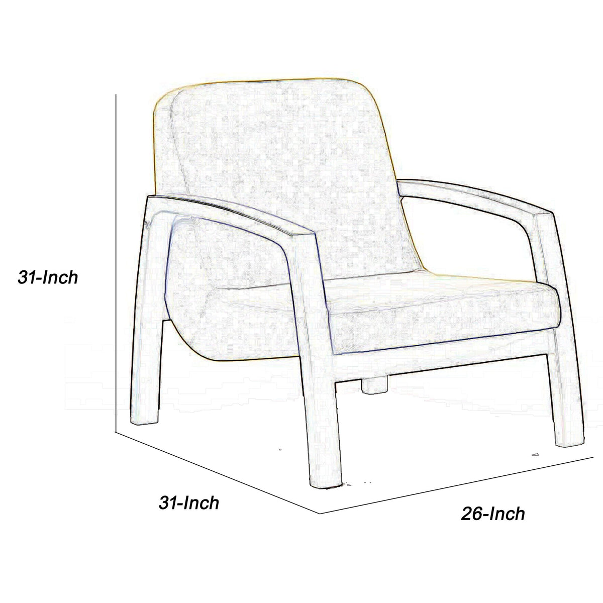 Wooden Lounge Chair with Block Legs and Padded Seat, Yellow - BM219288