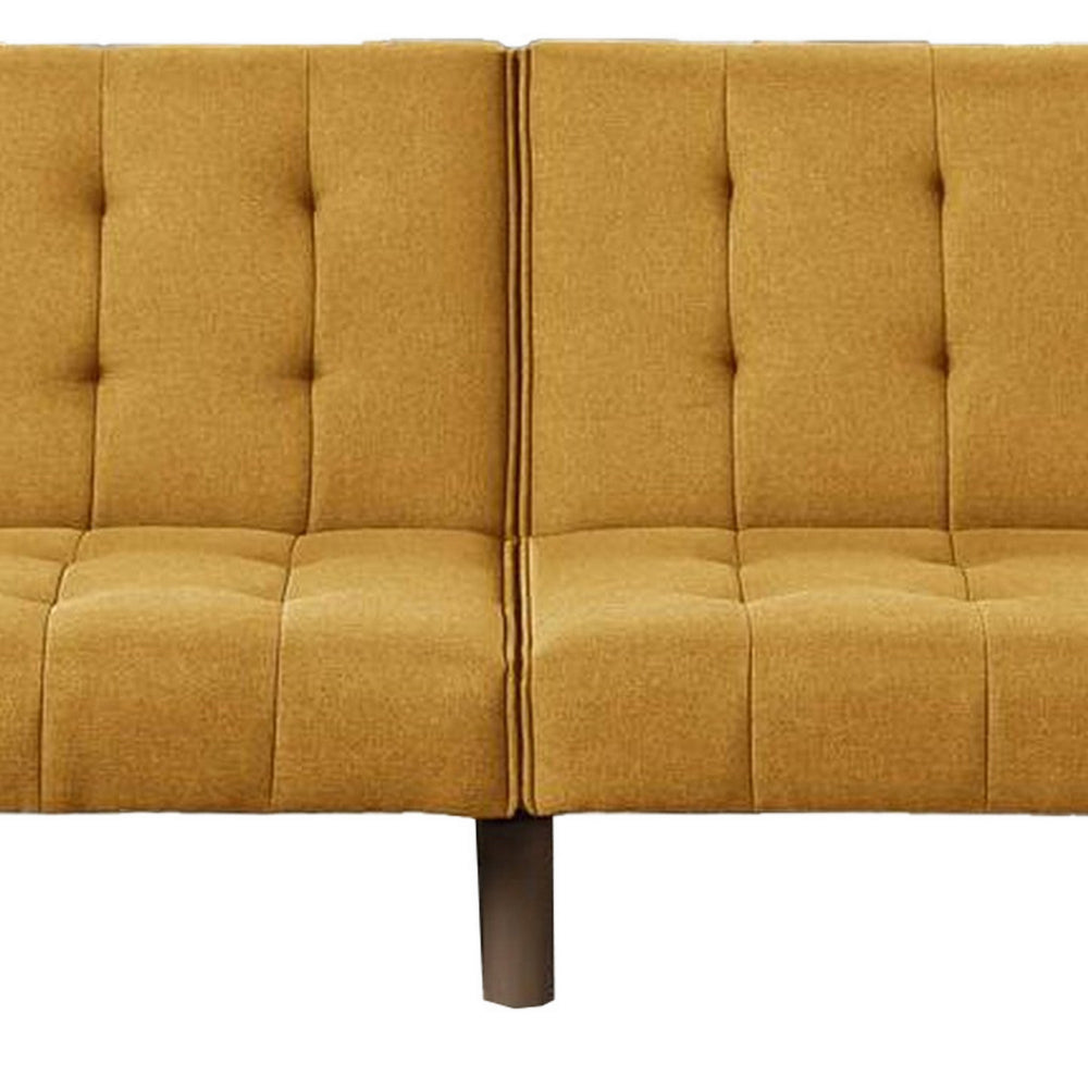 Fabric Adjustable Sofa with Tufted Details and Splayed Legs, Yellow - BM232613