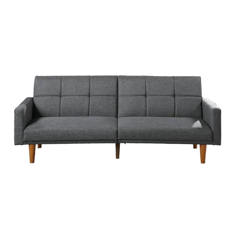 Fabric Adjustable Sofa with Square Tufted Back, Light Gray - BM232618