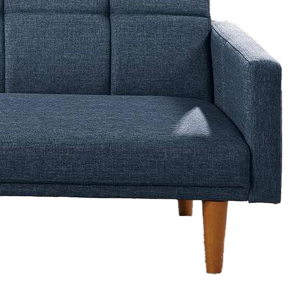 Fabric Adjustable Sofa with Square Tufted Back, Blue - BM232619