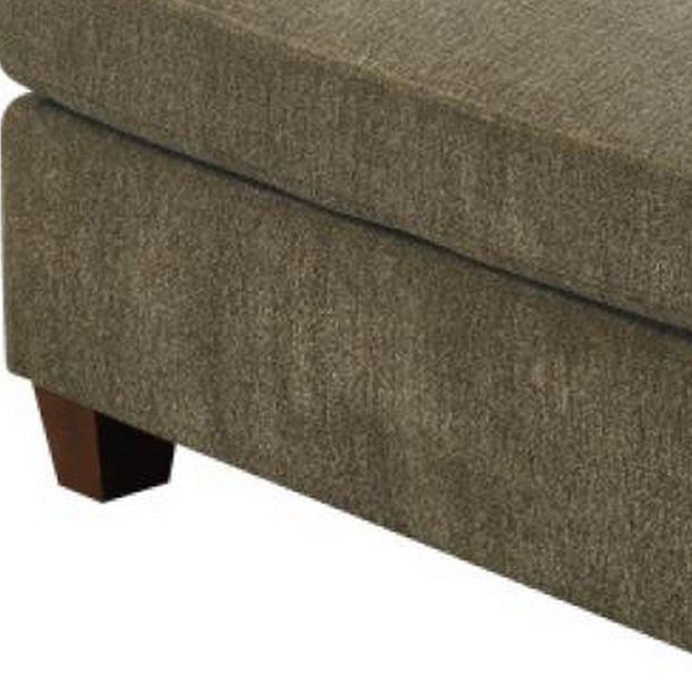 37 Inches Fabric Upholstered Wooden Ottoman, Taupe Brown - BM232632