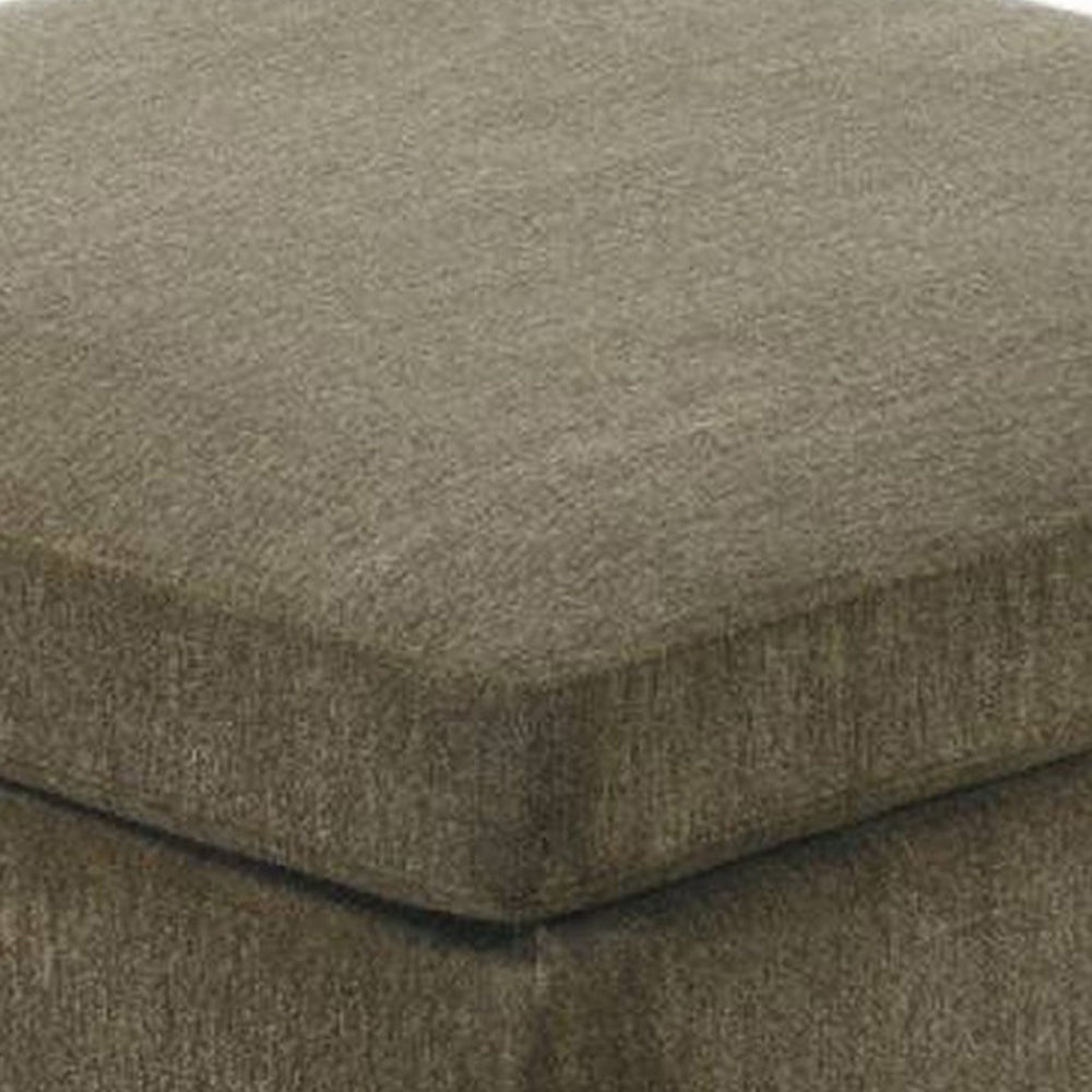 37 Inches Fabric Upholstered Wooden Ottoman, Taupe Brown - BM232632