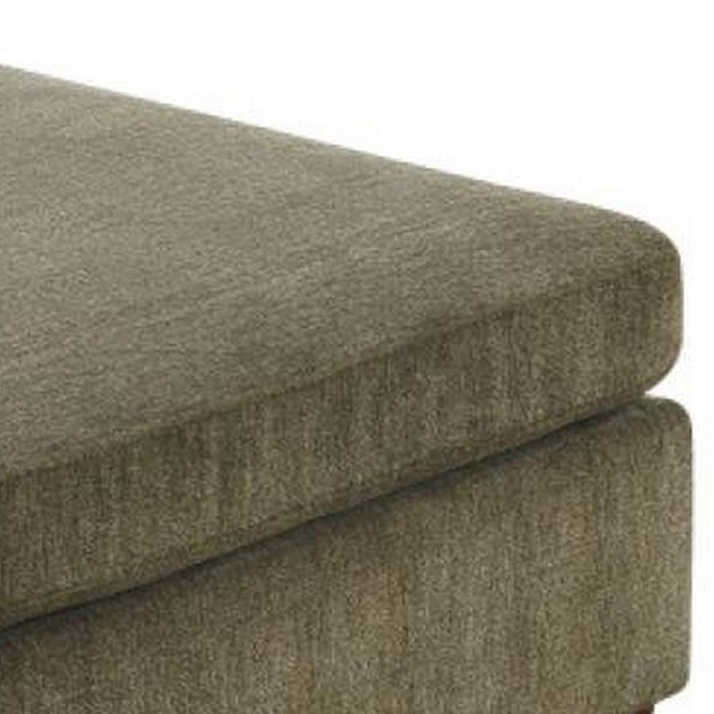 37 Inches Fabric Upholstered Wooden Ottoman, Taupe Brown - BM232632