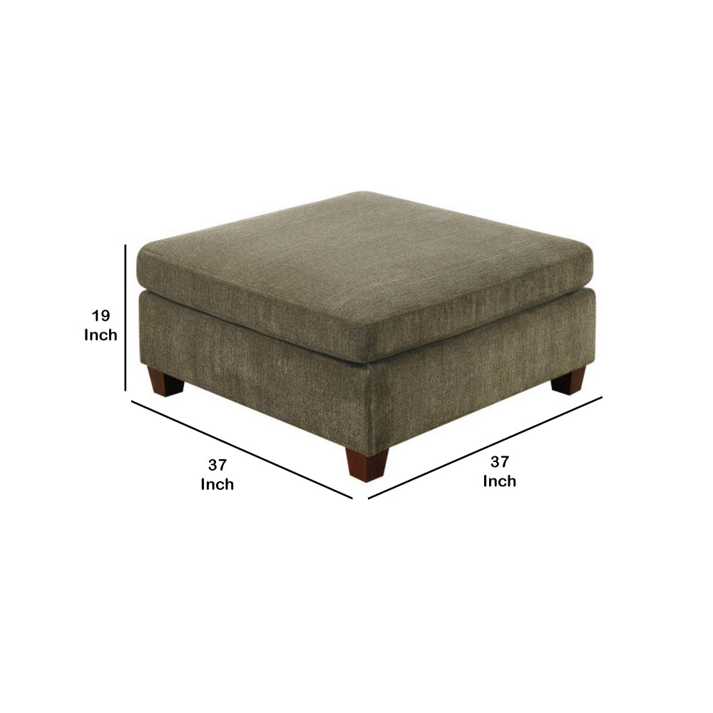 37 Inches Fabric Upholstered Wooden Ottoman, Taupe Brown - BM232632