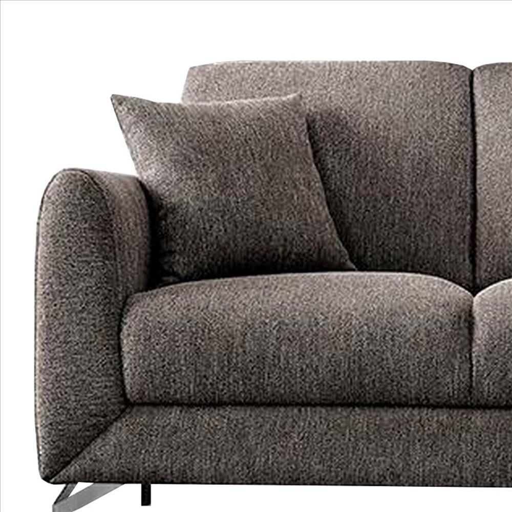 54 Inches Loveseat with Fabric Padded Seat and Metal Legs, Gray - BM239845