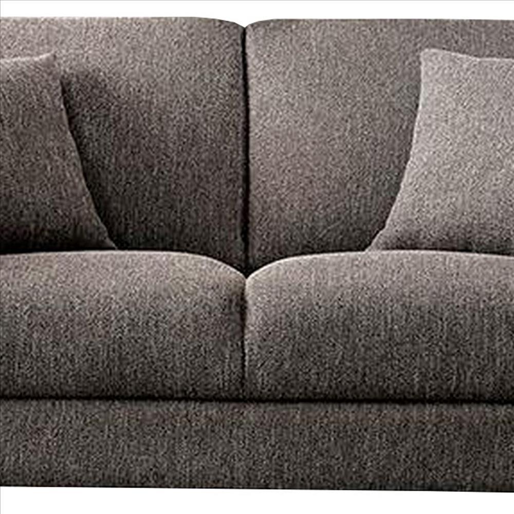 54 Inches Loveseat with Fabric Padded Seat and Metal Legs, Gray - BM239845