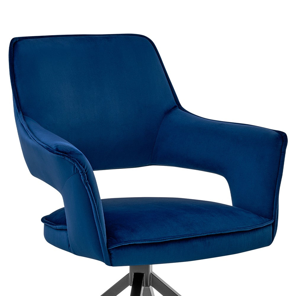 Velvet Upholstered Contemporary Accent Chair, Black and Blue - BM248162