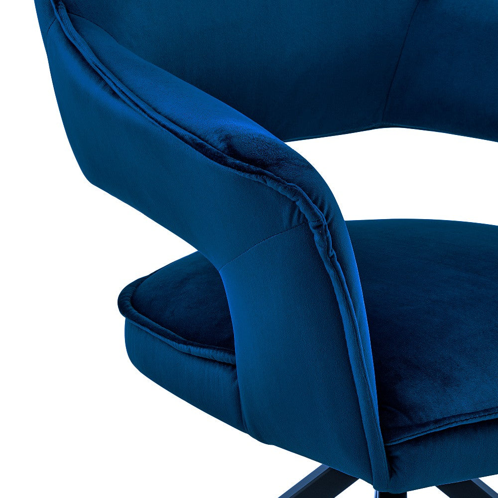 Velvet Upholstered Contemporary Accent Chair, Black and Blue - BM248162