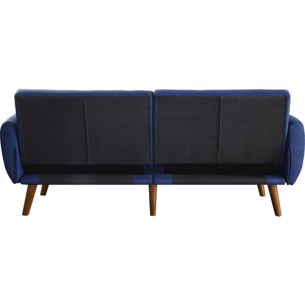 Fabric Upholstered Adjustable Sofa, Blue and Brown - BM250352