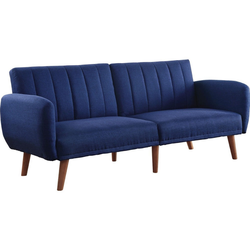 Fabric Upholstered Adjustable Sofa, Blue and Brown - BM250352