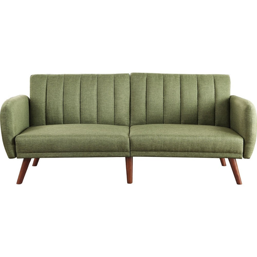 Fabric Upholstered Adjustable Sofa, Green and Brown - BM250358