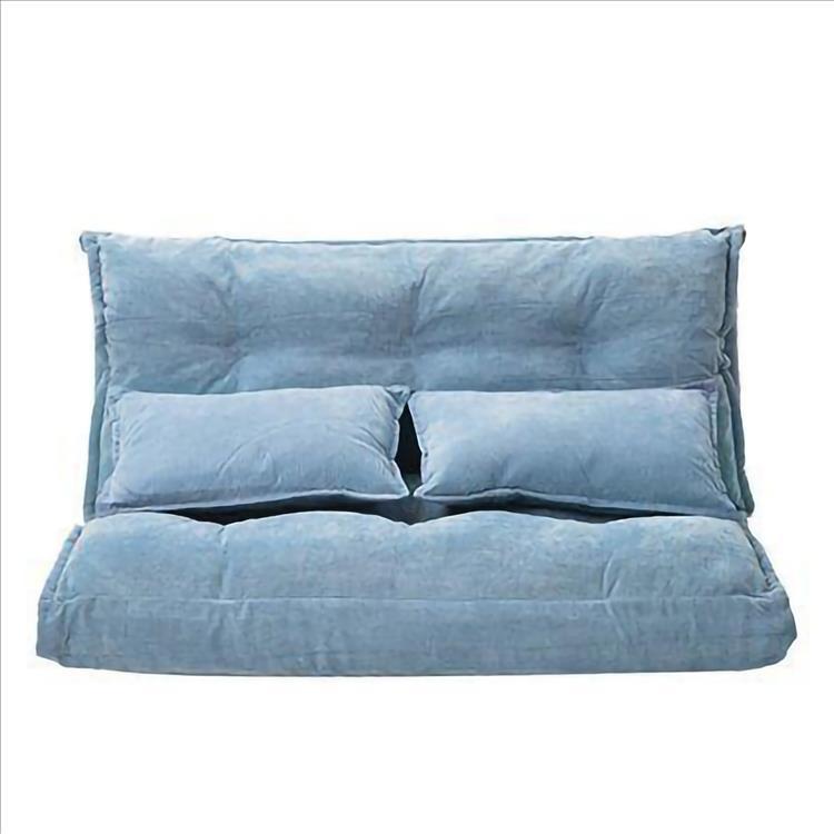 Adjustable Foldable Leisure Futon Sofa with Tufting, Blue - BM261469