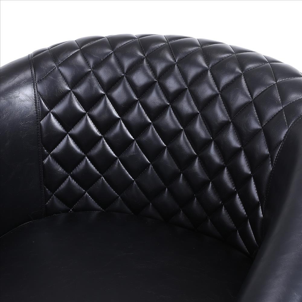 Leatherette Accent Chair with Nailhead Trim and Diamond Stitch, Black - BM261572