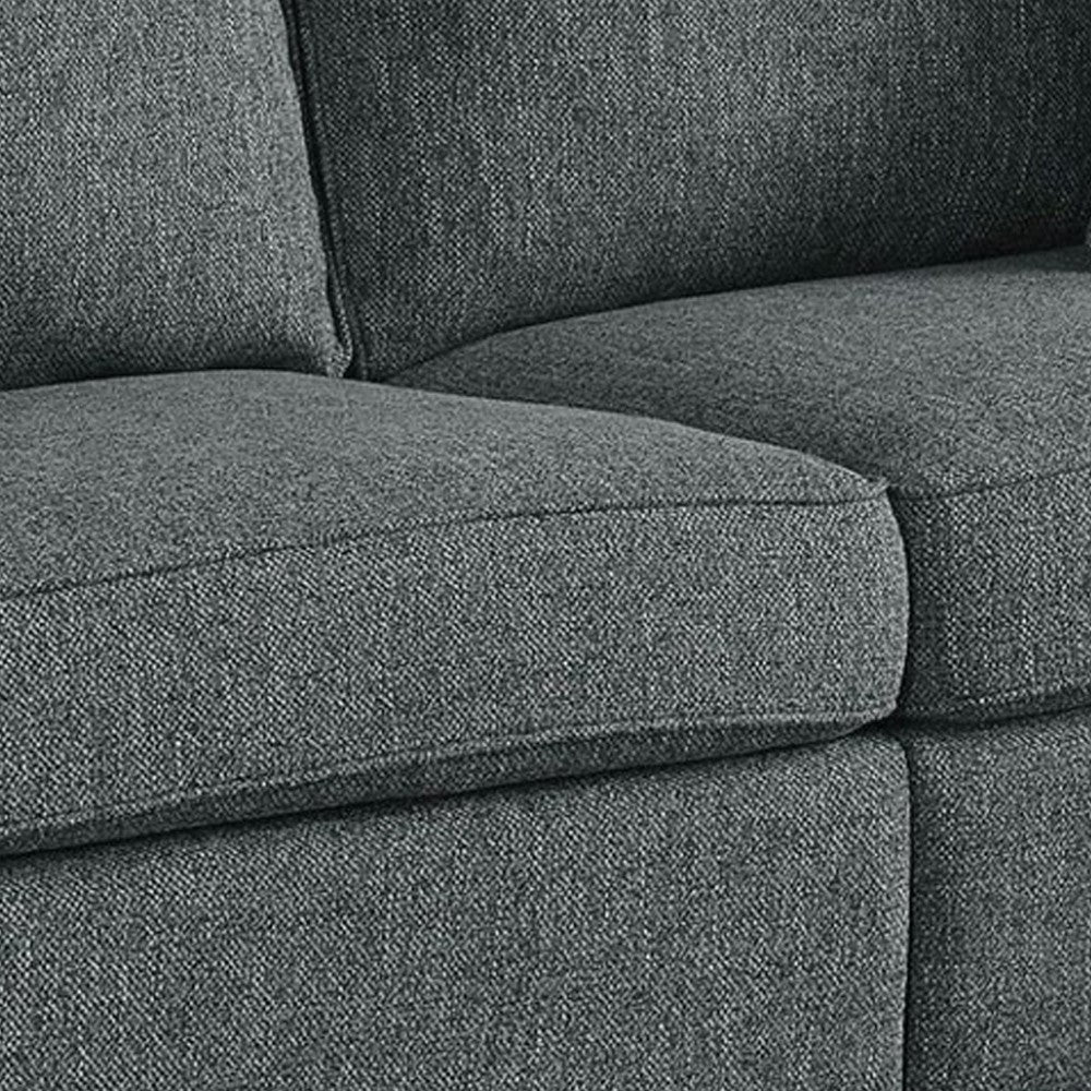 Sofa with Fabric Upholstery and Rolled Design Arms, Gray - BM263207