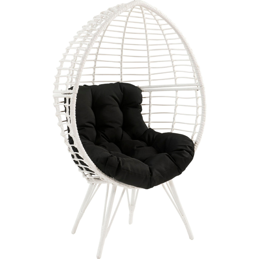 Wicker Patio Lounge Chair with Angled Metal Legs, White - BM269036 | Outdoor