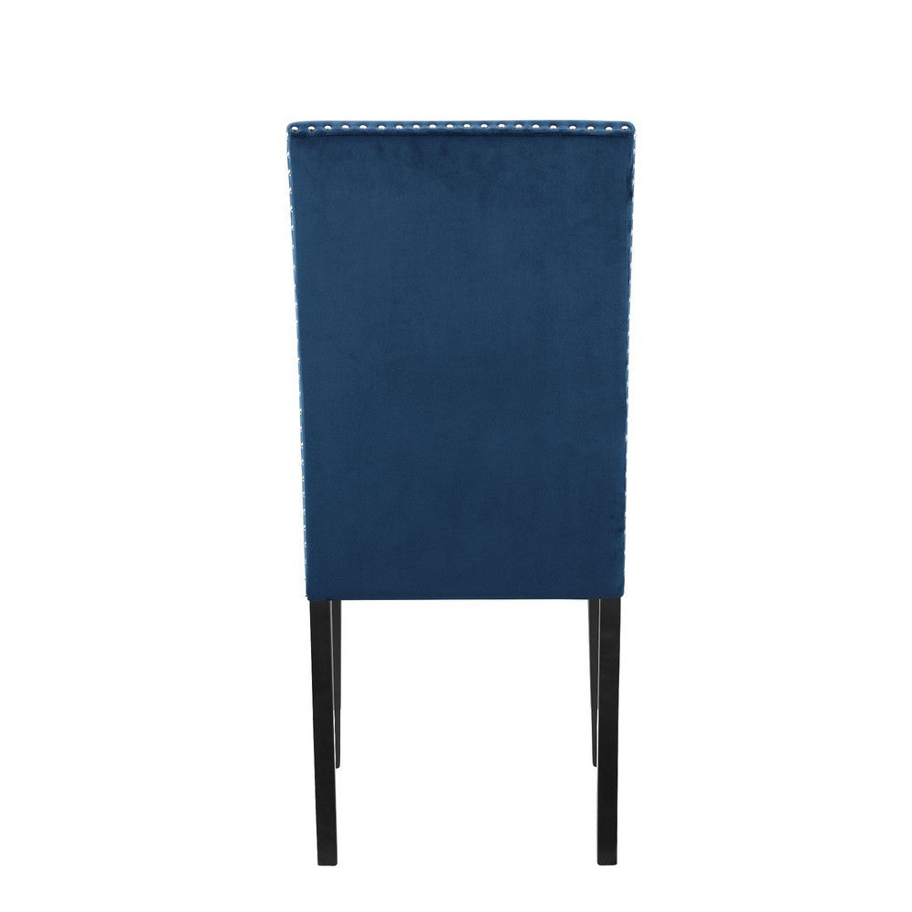 Kate 38 Inch Velvet Upholstered Wood Dining Chair, Set of 2, Blue - BM272105