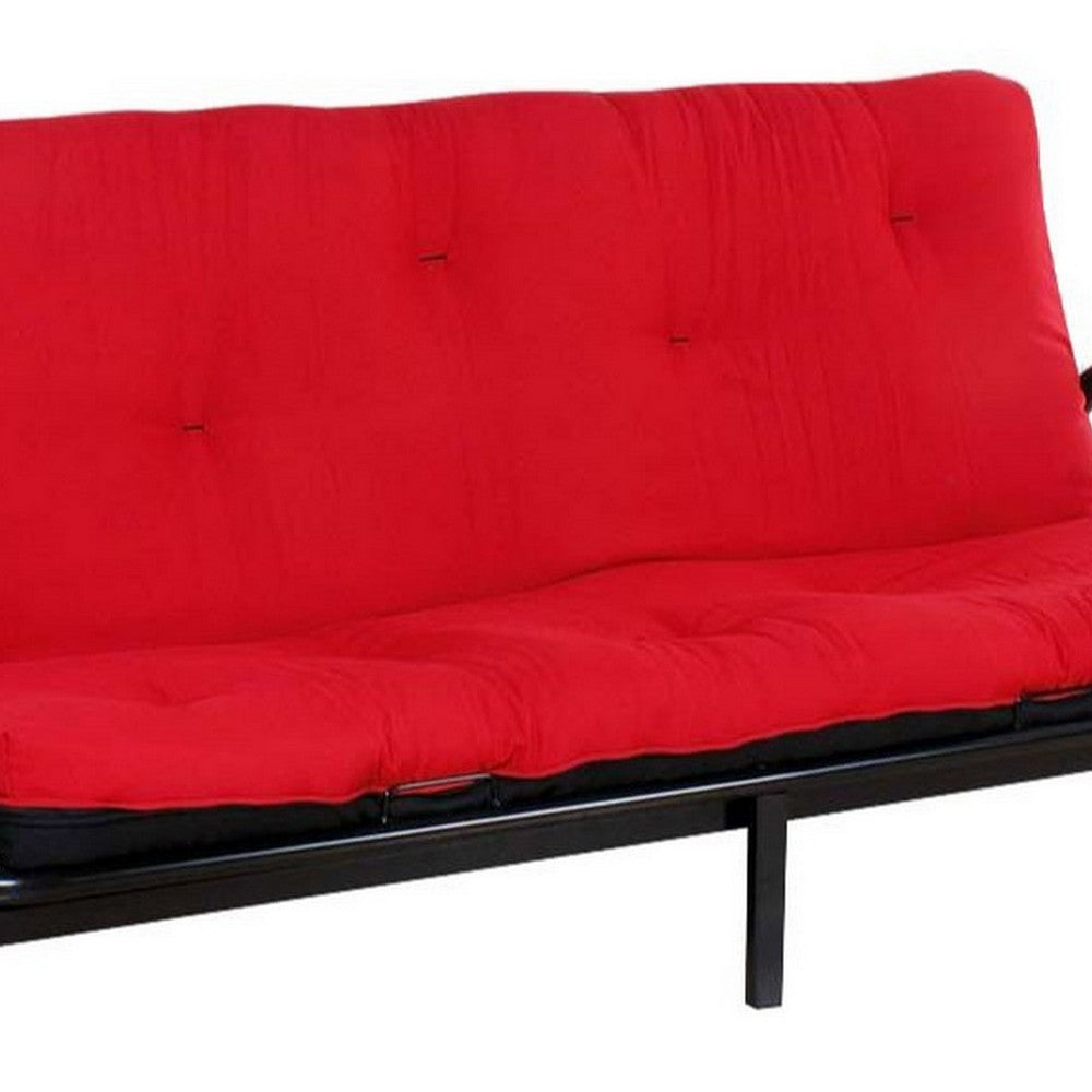 Nab Full Size Futon Mattress, Tufted, Poplin Fabric, Red, Black - BM276297