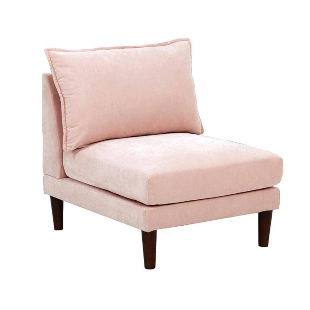 Rio 33 Inch Modular Armless Sofa Chair, Lumbar Cushion, Blush Pink - BM284323