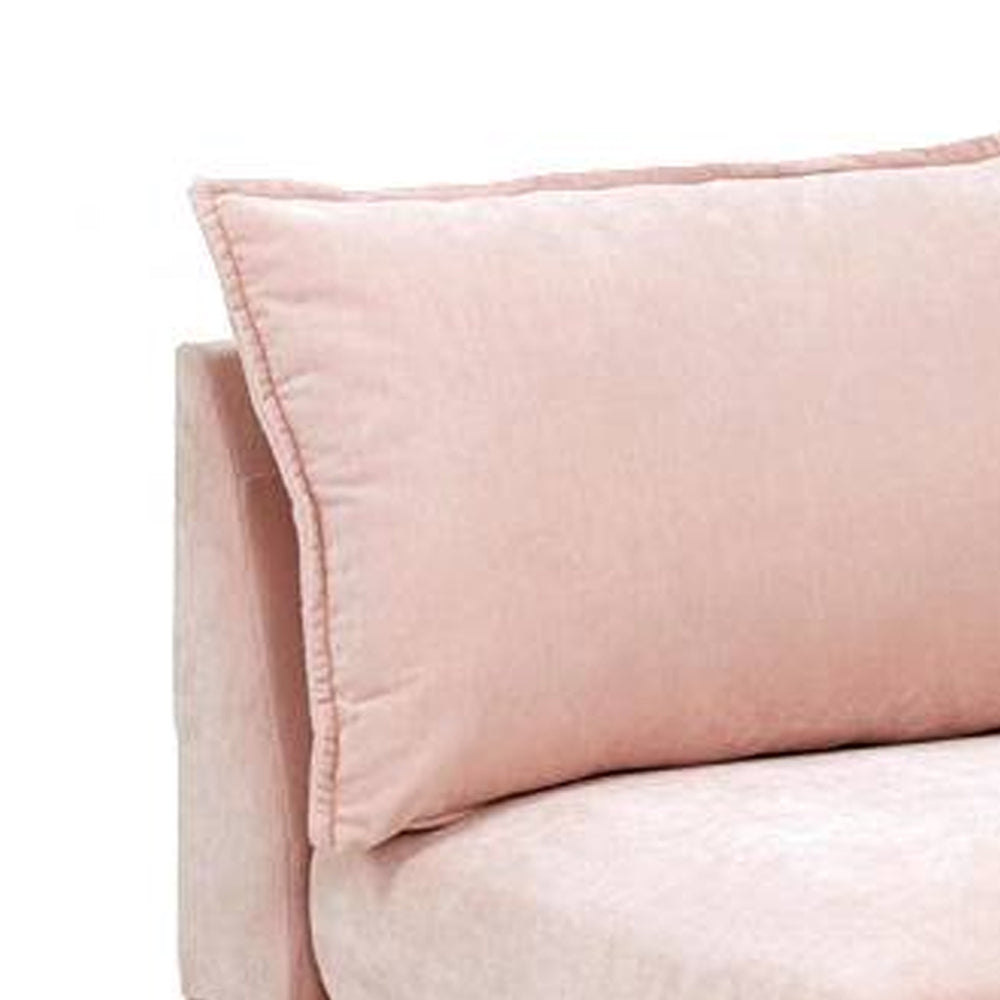 Rio 33 Inch Modular Armless Sofa Chair, Lumbar Cushion, Blush Pink - BM284323